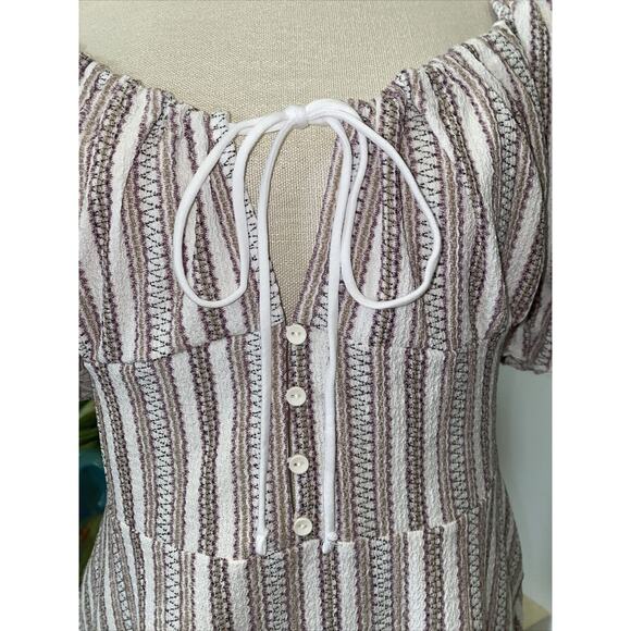 NWT TOPSHOP Mini Dress Size 10 Striped Textured Nordstrom - Picture 2 of 7